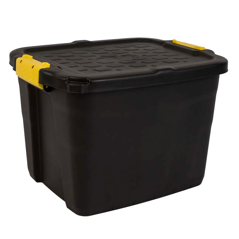 Plastic Storage Box 42 Litres - Black Heavy Duty by Strata