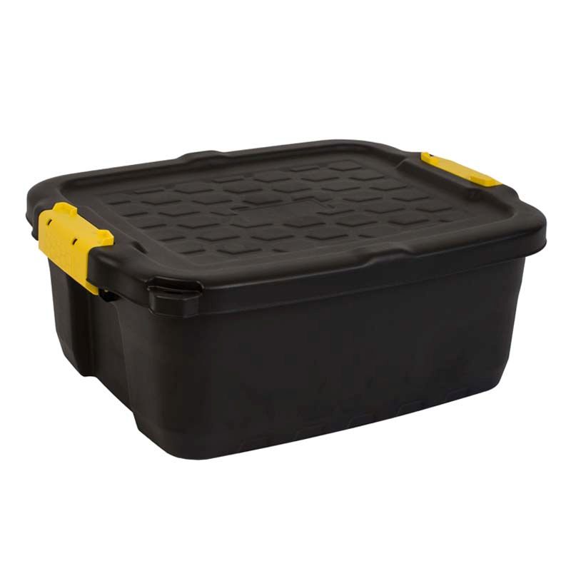 Plastic Storage Box 24 Litres - Black Heavy Duty by Strata