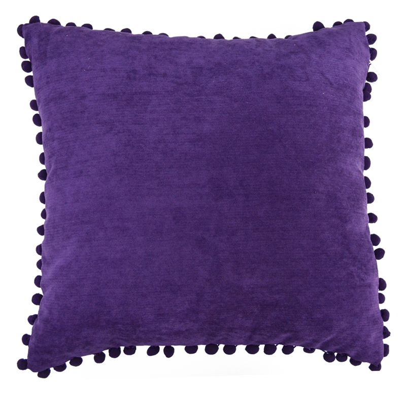 Purple Pom Pom Cushion 45 x 45cm