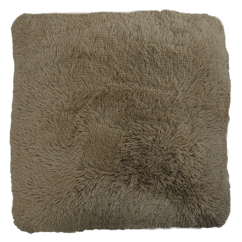 Jumbo Brown Shaggy Faux Fur Cushion 66 x 66cm