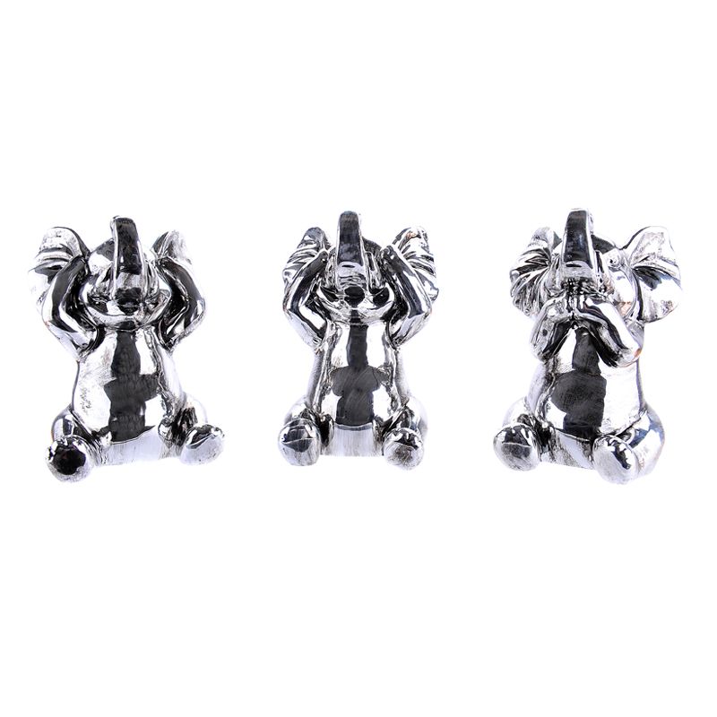 Set 3 Elephant Ornaments - Silver Coloured