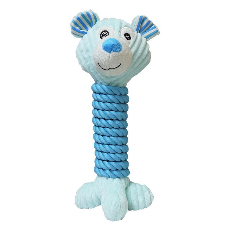 Animal Dog Toy Rope & Plush Fabric - Blue