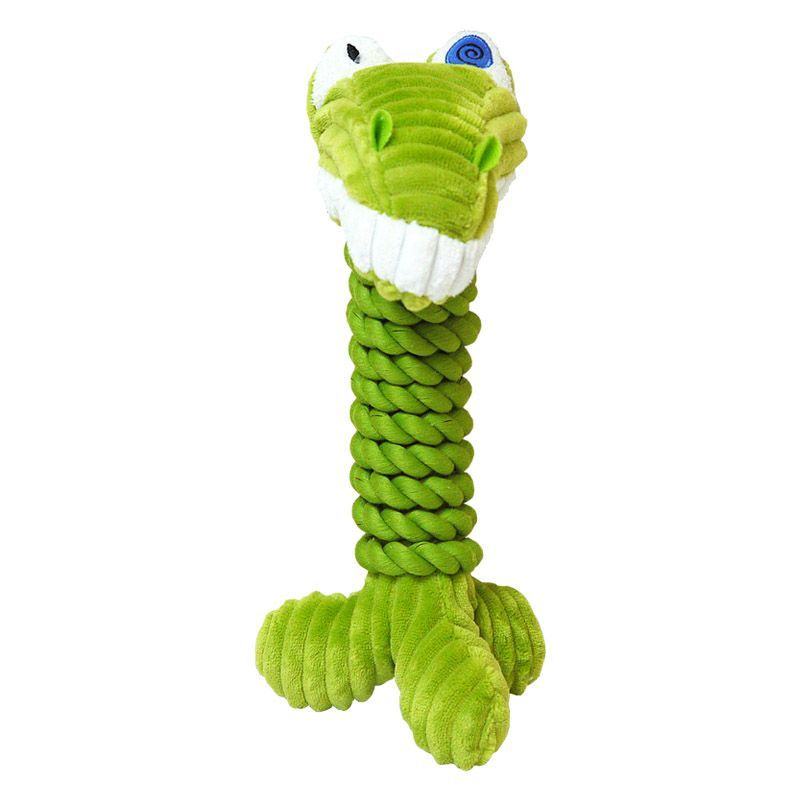Animal Dog Toy Rope & Plush Fabric - Green