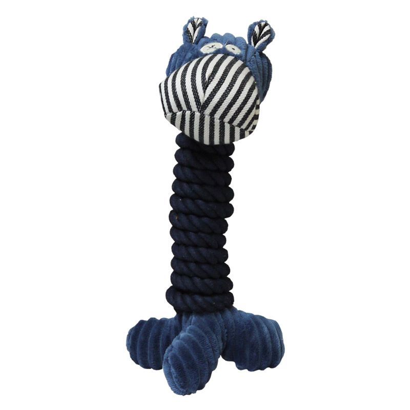 Animal Dog Toy Rope & Plush Fabric - Navy