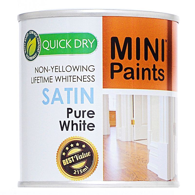 Mini Paints Quick Dry Satin Paint 215ml - Pure White