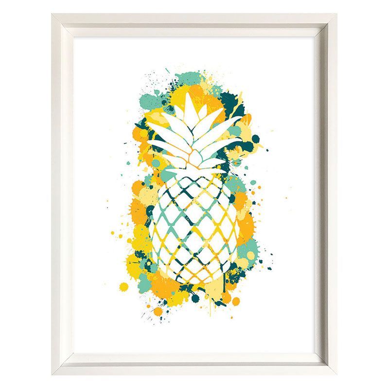 Splatter Art Pineapple Framed Print Wall Art 16 x 12 Inch