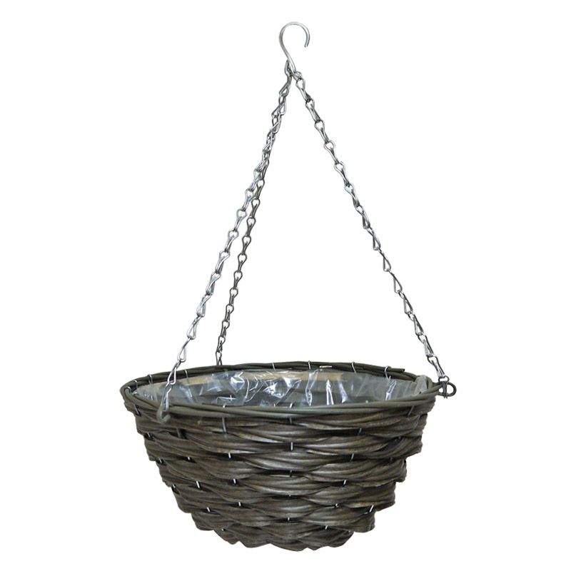 14 Inch Traditional Hanging Rattan Basket Natural