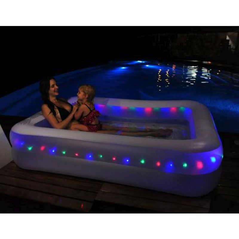 Rectangular LED Lighted Family Paddling Pool 200 x 150 x 50cm