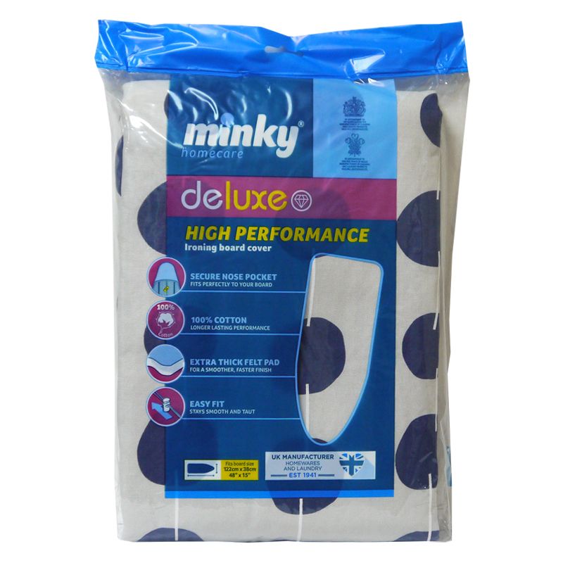 Minky Deluxe High Performance Ironing Board Cover 122x38cm Spots