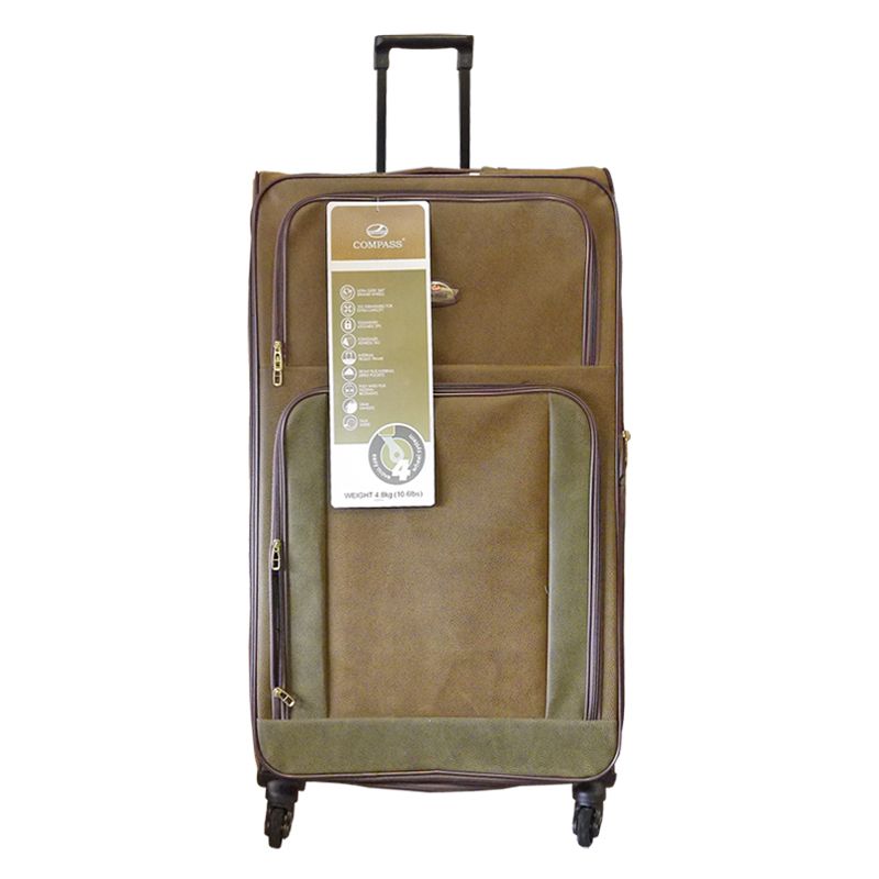 Compass Luggage 35 Inch Trolley Brown & Green Suitcase
