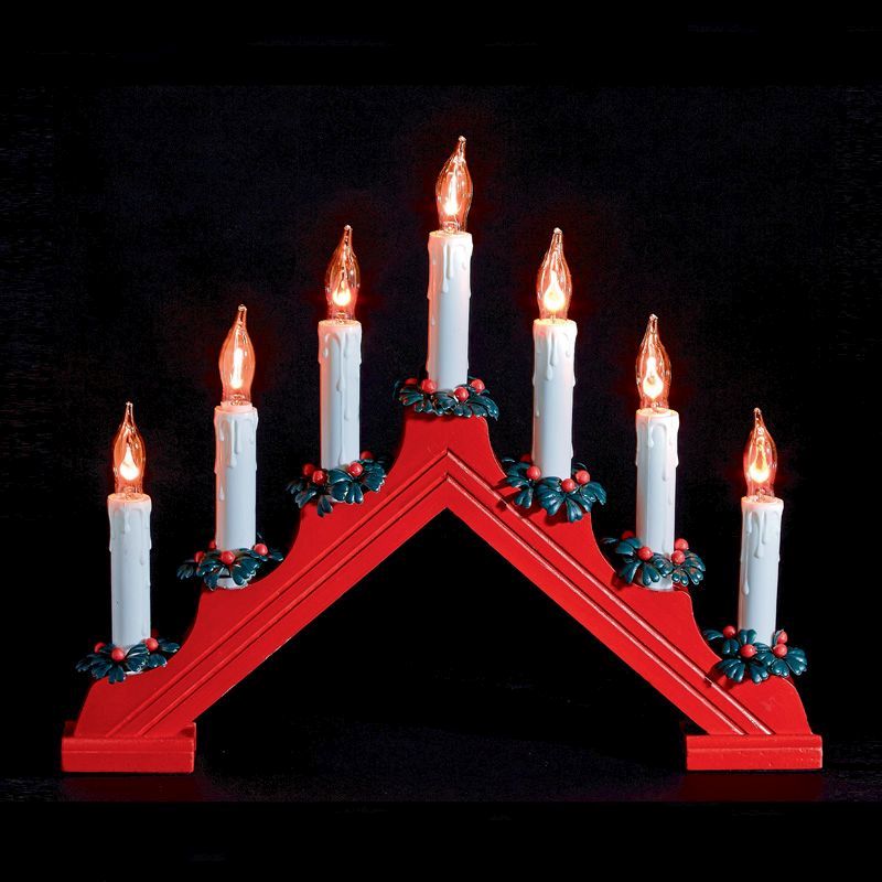 7 Bulb Flame Effect Candle Bridge With Wreaths