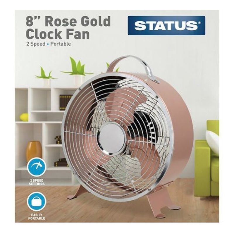 8 Inch Rose Gold Clock Fan