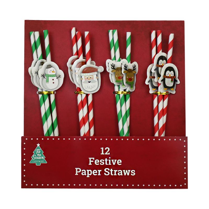 Christmas Paper Straws 12 Pack