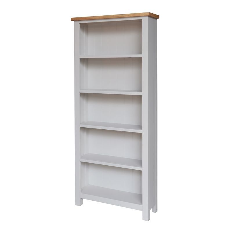 Lucerne Tall Bookcase Oak Light Grey 5 Shelves