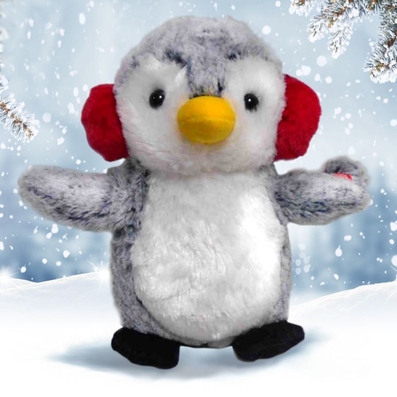Animated Penguin Christmas Decoration Grey & White - 39cm by Wensum