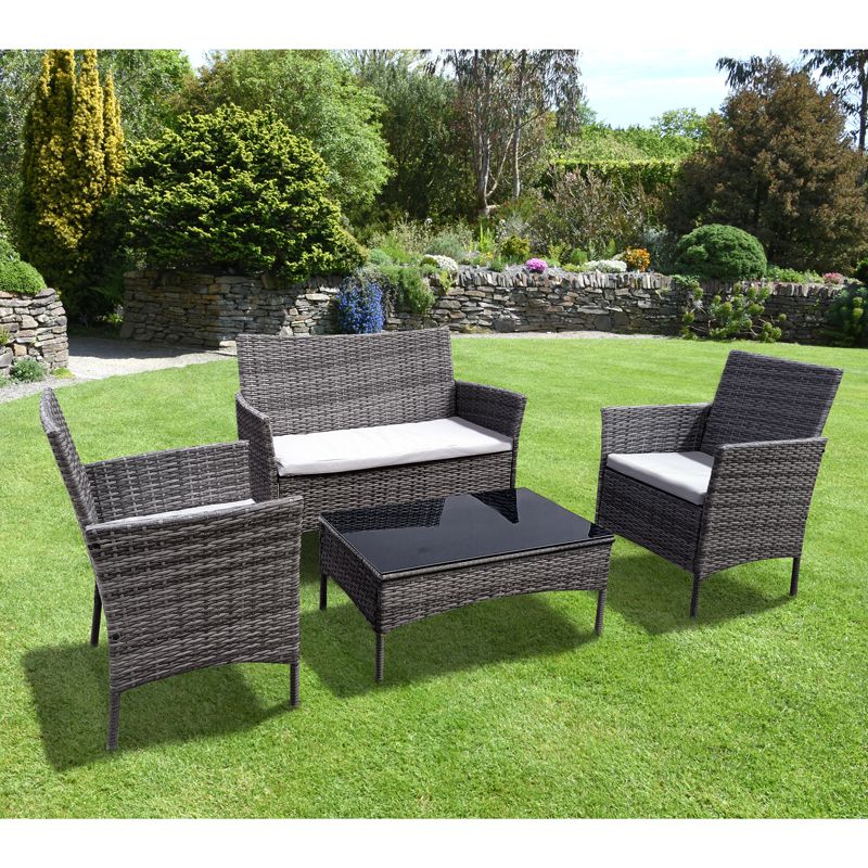 4 Seat Casual Rattan Furniture Set - Luxury Flat Weave Rattan - Avignon Collection by Croft