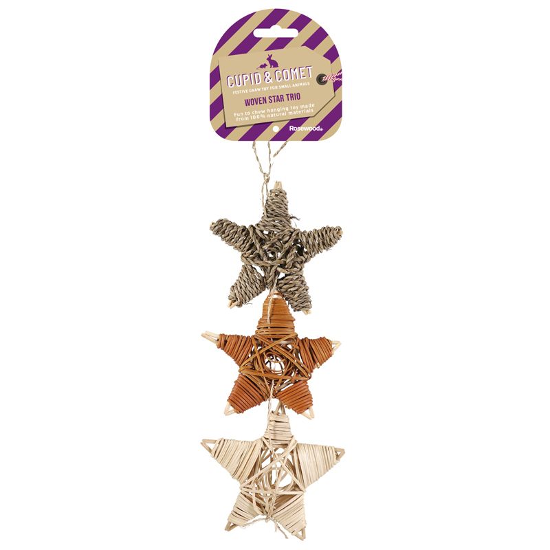 Woven Star Trio Festive Hanging Gnaw Toy For Small Animals