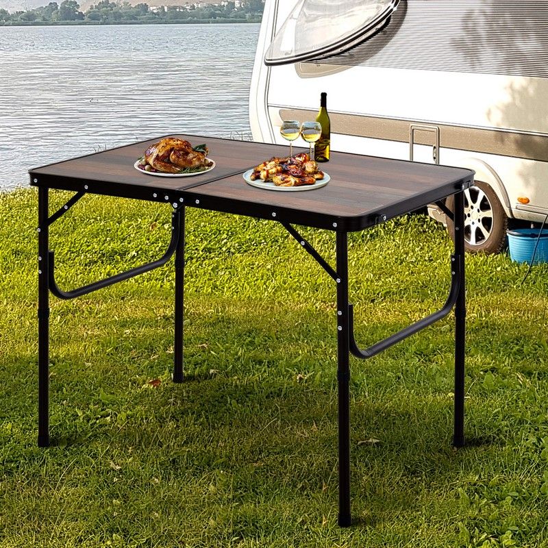 Outsunny 3ft Height Adjustable Medium-density fibreboard Folding Camping Table