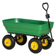 See more information about the Outsunny 125 Litre Large Garden Cart Heavy Duty 4 Wheel Trolley Dump Wheelbarrow Tipping Truck Trailer - Green