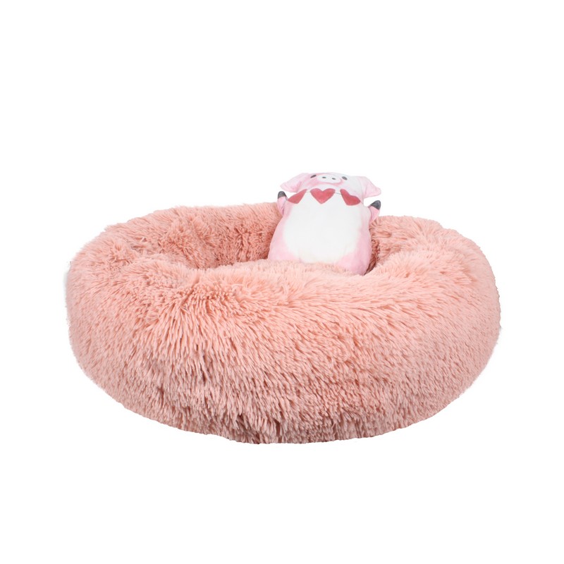 Pink Dog Anxiety Reducing Plush Bed With Toy by Dream Paws