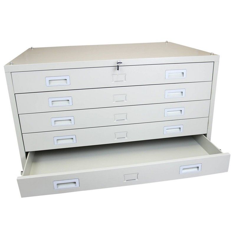 Architects Chest of Drawers Metal Off-white 5 Drawers