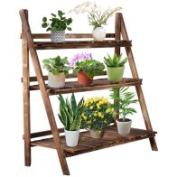 See more information about the Outsunny 3 Tier Flower Stand Wood Folding Planter Ladder Display Shelf Rack For Garden Outdoor Backyard 100Lx37Wx93H(cm)
