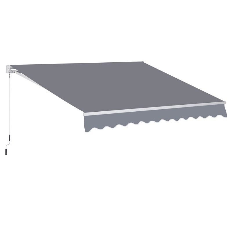Outsunny 3 x 2.5m Manual Awning Canopy Sun Shade Shelter Retractable for Garden Grey