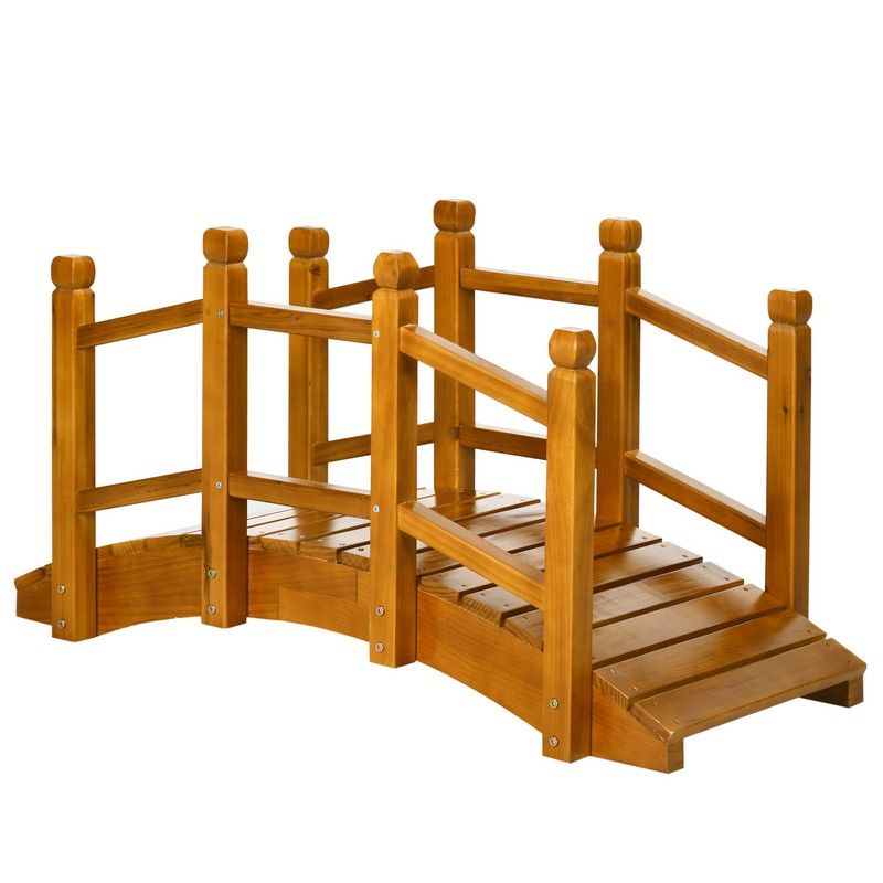 Outsunny Wooden Garden Bridge with Safety Railings