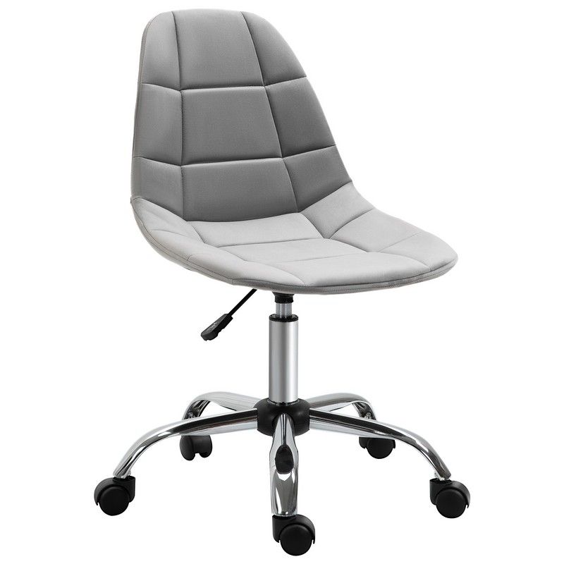 Vinsetto Ergonomic Office Chair Velvet Computer Home Study Chair Armless With Wheels Grey