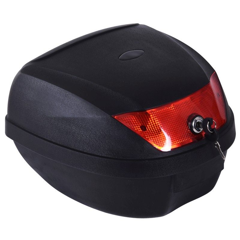 Homcom 28L Motorcycle Tail box Helmet Top Case Motorbike Luggage Storage Trunk Carrier Mount Rack With 2 Keys