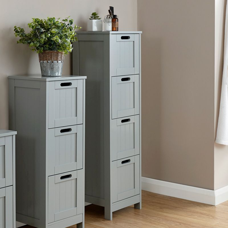 Colonial Tall Slim Chest of Drawers Grey 4 Drawers