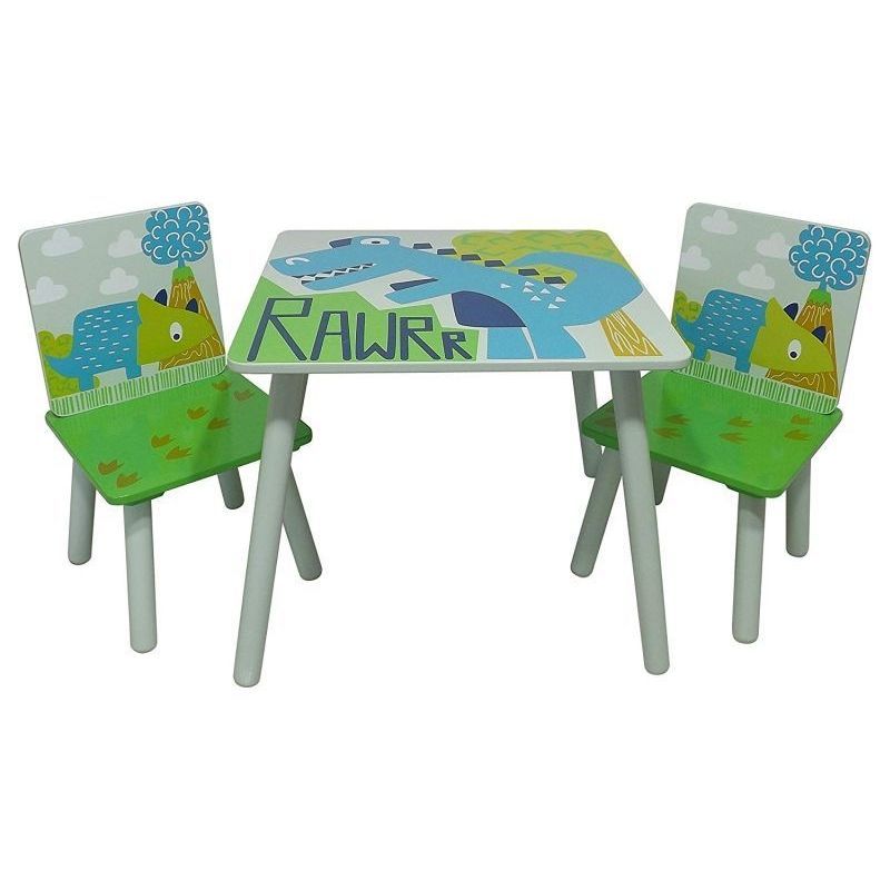 RAWRR 3 Piece Kids' Room Furniture Set Multicoloured Extending Table - with 2 Kids Chairs by Kidsaw