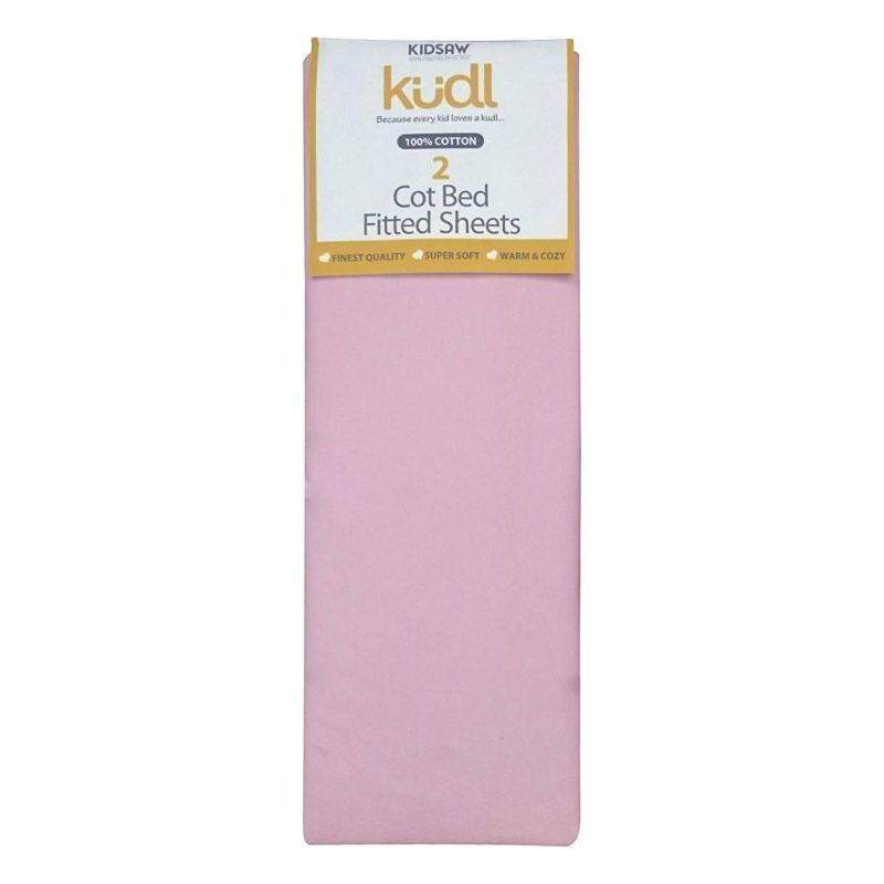 2 Kudl Cot Bed Sheets Cotton Pink 2 x 5ft by Kidsaw