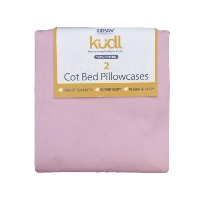 2 Kudl Cot Pillowcases Cotton Pink 2 x 1ft by Kidsaw