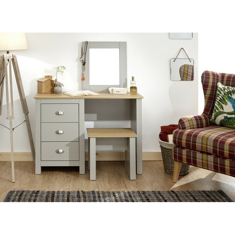 Lancaster Tall Dressing Table Grey 3 Drawers