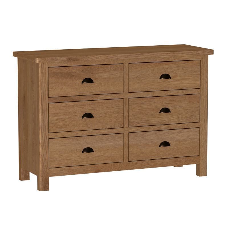 Rutland Large Chest of Drawers Oak Natural 6 Drawers