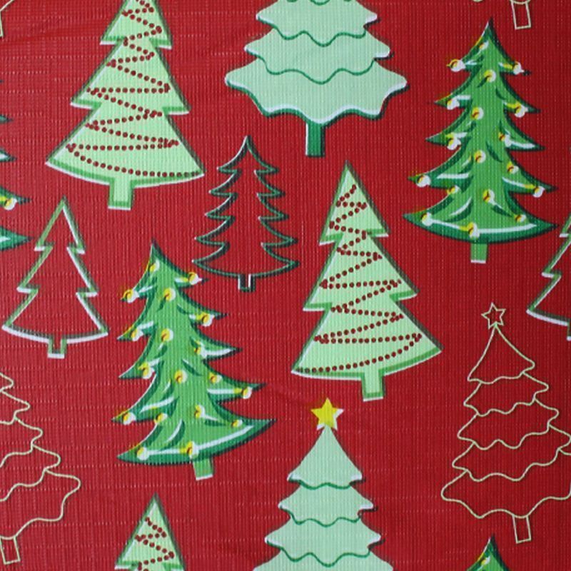 Christmas PEVA Tablecloth - Red Trees 50 x 50"