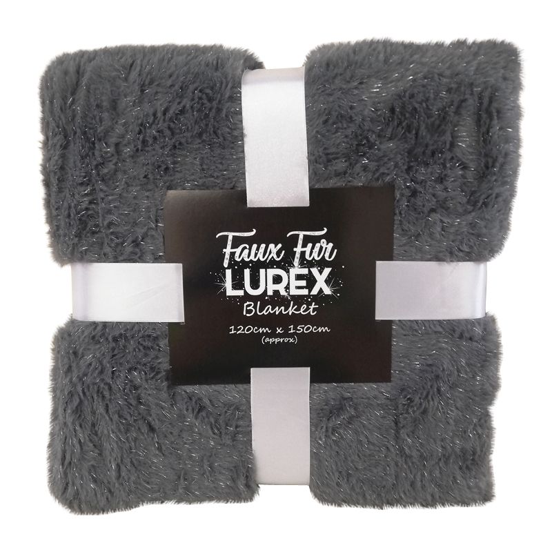 Faux Fur Lurex Blanket 120 x 150cm - Grey