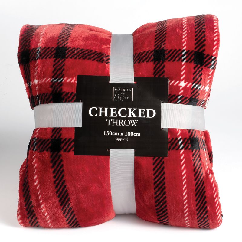 Checked Throw By Maison de Luxe Red 180cm