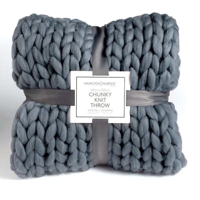 Hamilton McBride Chunky Knit Throw Grey 120x150cm
