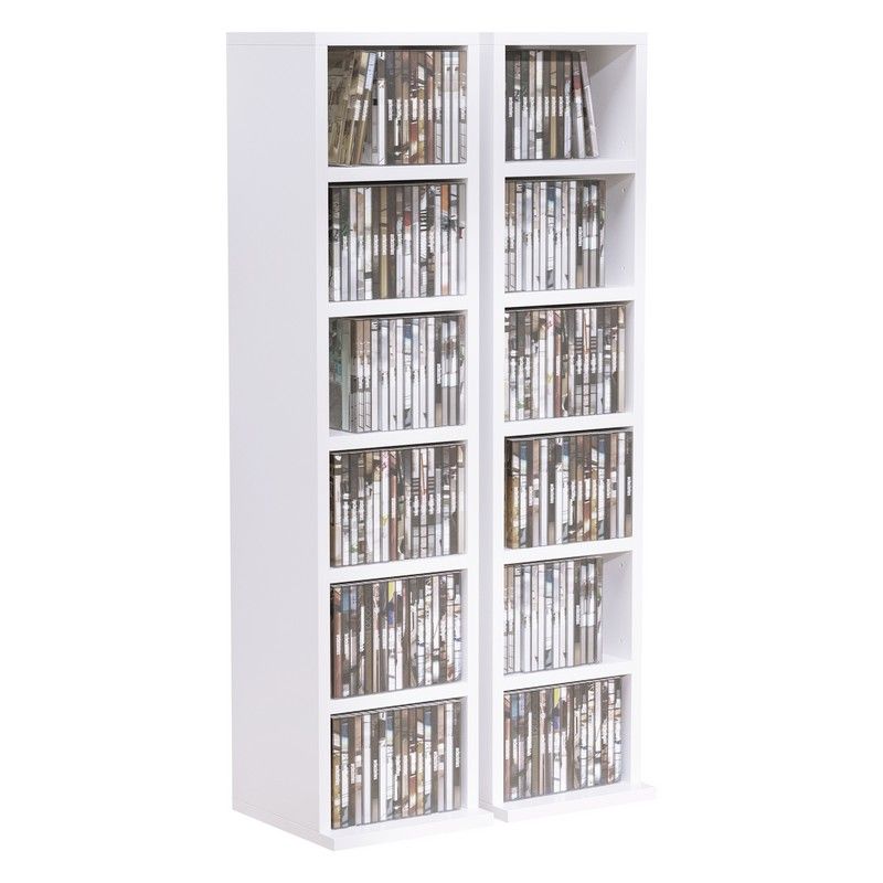 Homcom 204 Cd Media Display Shelf Unit Set Of 2 Blu-Ray Tower Rack W/ Adjustable Shelves Bookcase Storage Organiser