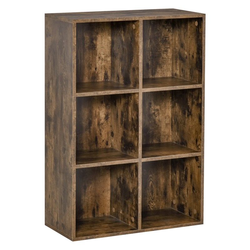 Homcom Cubic Cabinet Bookcase Shelves Storage Display For Study Living Room Home Office Rustic Brown