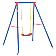 See more information about the Outsunny Metal Swing Set With Adjustable Rope Heavy Duty A-Frame Stand Outdoor Playset