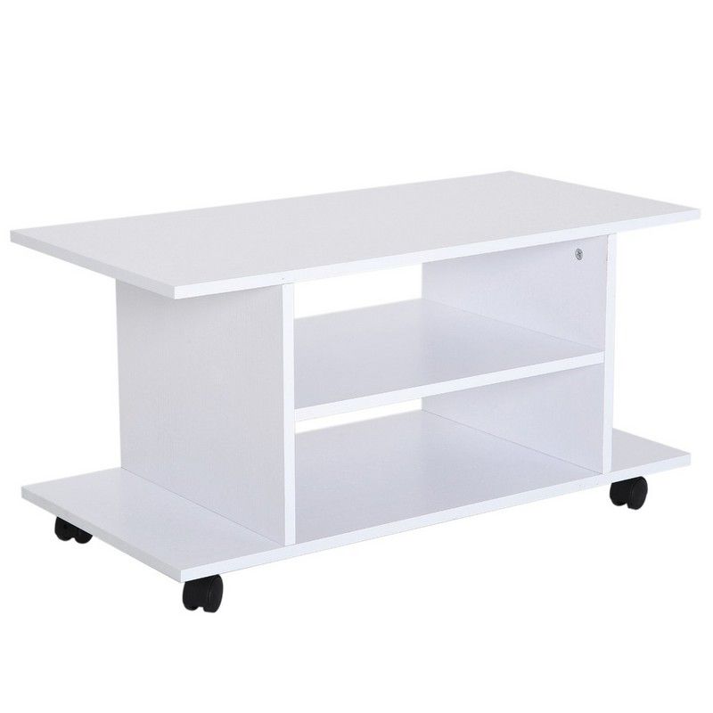 Homcom Modern TV Cabinet Stand Storage Shelves Table Mobile Bedroom Furniture Bookshelf Bookcase White New