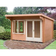 See more information about the Shire Belgravia 9' 9" x 9' 9" Pent Log Cabin - Classic 28mm Cladding Tongue & Groove