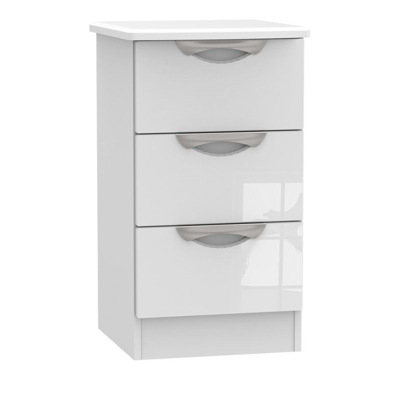 Weybourne Slim Bedside Table White 3 Drawers