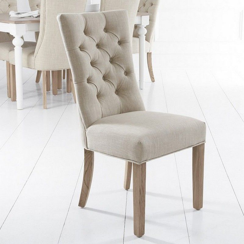 Lancelot Curved Back Dining Chair Beige With Button Detailing