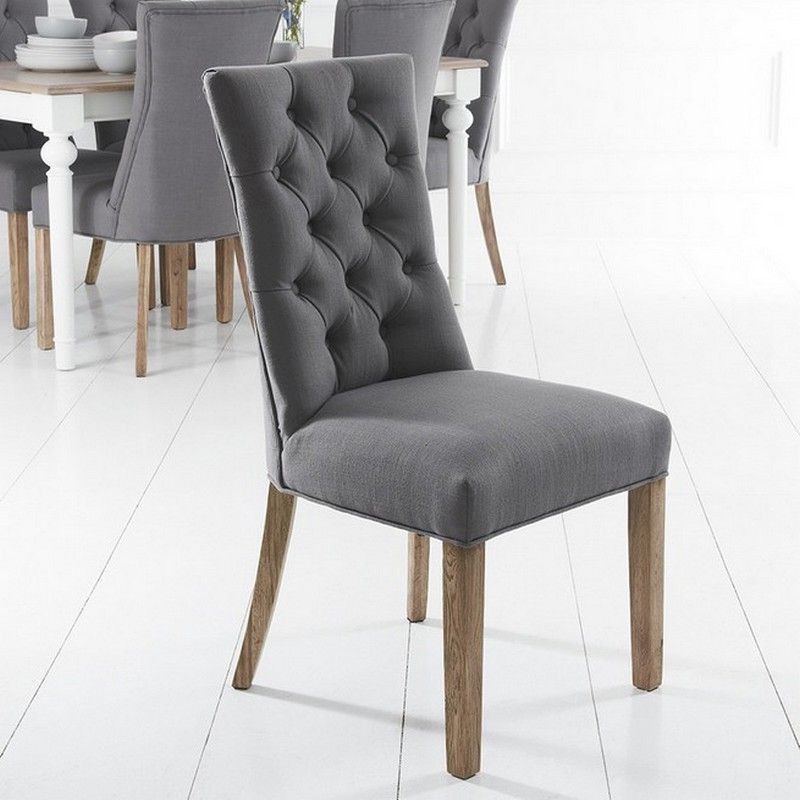 Lancelot Curved Back Dining Chair Grey With Button Detailing