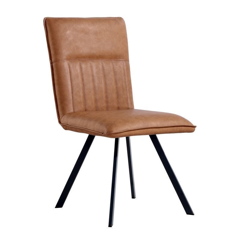 Pair of Urban Retro Dining Chairs Metal & Faux Leather Tan