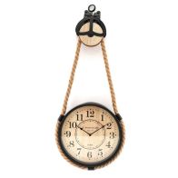 See more information about the Rope Pulley Clock Wood Hanging Battery Powered - 74cm